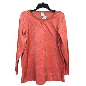 Blair Women Velor Coral Crew Neck Pullover Sweater -‎ Size Large
